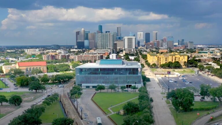 Campus of Microsoft in Houston, Texas, drone view