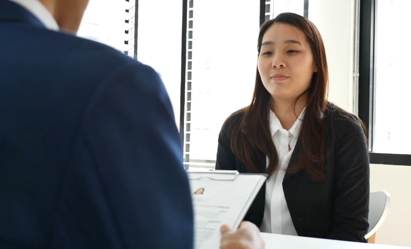 Woman on a job interview
